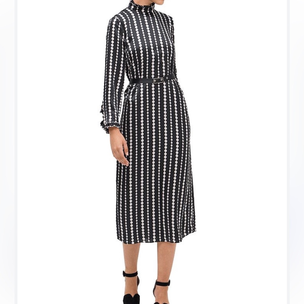 NEW KATE SPADE COLLECTION Pearl Drops High Neck Long Sleeve Silk Dress 6